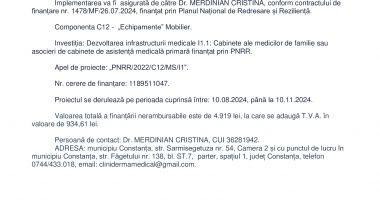 Dezvoltarea infrastructurii medicale I1.1: Cabinete ale Medicilor de familie sau asocieri de cabinete de asistență medicală primară finanțat prin PNRR - 2