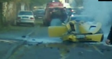 Corvette în flăcări în București VIDEO