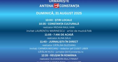 Stire din Actualitate : Programul zilei de duminică, 31 august, la Antena 3 Constanța