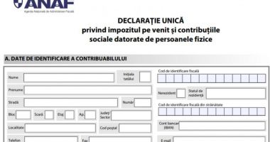 Stire din Economie : ANAF: Declarația unică se depune până la 25 mai 2020
