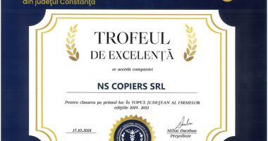 NS Copiers, de cinci ori, în TOP-ul firmelor din Constanța - 2