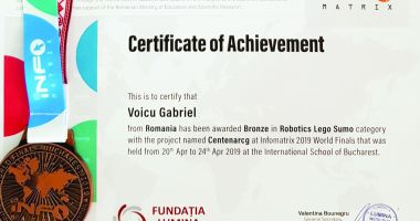 Stire din Cultură-Educație : Elevii Liceului "Nicolae Bălcescu", medalie de bronz la concursul internațional "Infomatrix"