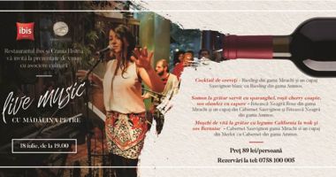 Stire din Diverse : Prezentare de vinuri, cu asociere culinară și muzică live, la restaurant Ibis