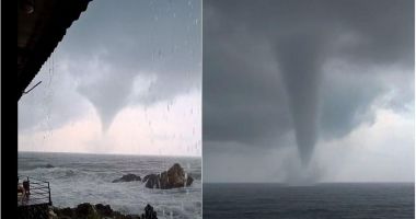 Stire din Actualitate : Fenomen spectaculos pe malul Mării Negre. Trombe marine uriașe au inundat satele din apropiere