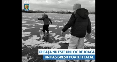 Stire din Eveniment : IGSU, apel către părinţi: "Câte tragedii trebuie să se mai întâmple pentru a înţelege, pericolul apelor îngheţate?"