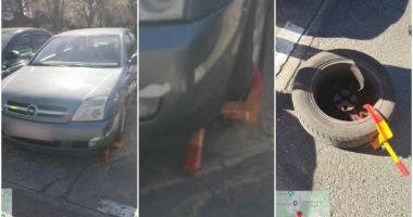 INCREDIBIL, DAR ADEVĂRAT! Ce a făcut un şofer "inventiv" cu roata blocată, ca să scape de amendă