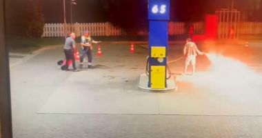 Stire din Eveniment : Incident șocant: Un bărbat băut a dat foc la o pompă de benzină și a aruncat combustibil pe unul dintre angajați