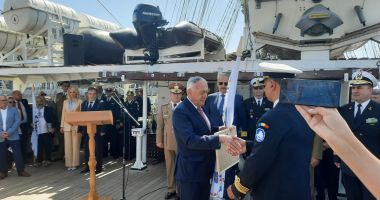 Galerie FOTO / Eveniment istoric în Portul Militar Constanţa! Ministrul Apărării, Vasile Dîncu, prezent la desemnarea Navei-școală "Mircea" ca ambasador al României Sustenabile - 8