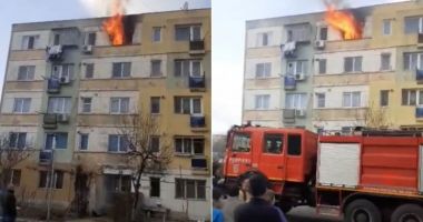 Stire din Actualitate : Incendiu uriaş la Tecuci. Un bloc a luat foc după ce oamenii au făcut grătar în uscător