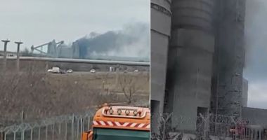 Incendiu puternic la o fabrică de ciment din Constanţa, situată în apropiere de rafinăria Petromidia