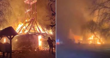 Stire din Eveniment : O biserică veche de aproape 300 de ani a ars din temelii în urma unui incendiu devastator
