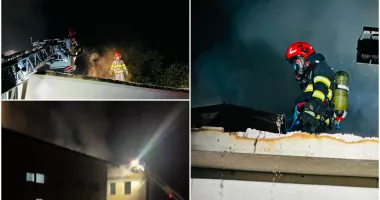 Incendiu puternic la o școală. Acoperișul clădirii a fost cuprins de flăcări pe 500 de metri pătrați