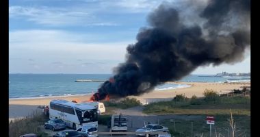 GALERIE FOTO. Incendiu puternic pe plaja 3 Papuci. Arde o terasă de lemn - 3