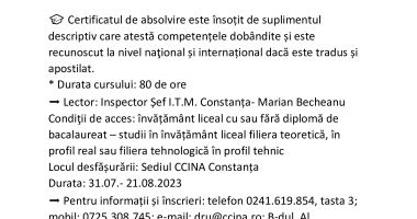 Stire din Anunțuri : Camera de Comerţ, Industrie, Navigaţie şi Agricultură Constanţa  organizează
