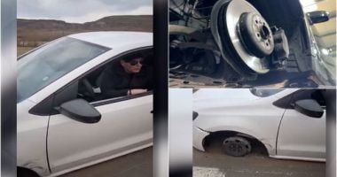 Stire din Eveniment : Şoferul prins conducând o maşină pe jante a parcurs kilometri buni până să fie oprit. Ce amendă a primit
