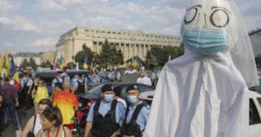 Protest împotriva măștilor și restricțiilor în Piața Universității