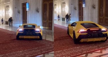 VIDEO viral cu un Lamborghini care circulă pe holurile Parlamentului României