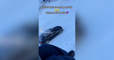 Stire din Eveniment : Șofer filmat cum urcă cu un BMW pe pârtie. "Unii vă dați cu sania, vericu se dă cu F10"