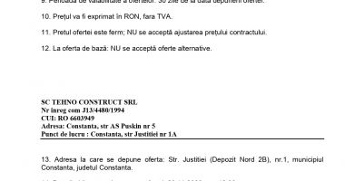 Stire din Anunțuri : Investitii pentru Retehnologizare la Tehno Construct SRL