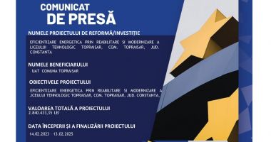 EFICIENTIZARE ENERGETICA PRIN REABILITARE SI MODERNIZARE A LICEULUI TEHNOLOGIC TOPRAISAR, COM. TOPRAISAR, JUD. CONSTANTA - 2
