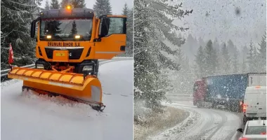 Stire din Actualitate : Ninge abundent în 14 județe. Traficul e restricţionat pe DN 6