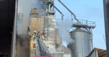 Stire din Eveniment : Incendiu la un uscător de cereale din Tulcea. Ard 10 tone de semințe de floarea-soarelui