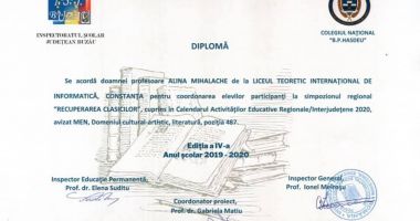 O elevă şi o profesoară, premiate în proiectul regional „Recuperarea clasicilor” - 2