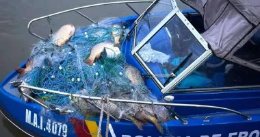 Stire din Eveniment : Capturi ilegale și barcă cu număr fals, descoperite de Garda de Coastă în Delta Dunării și Marea Neagră