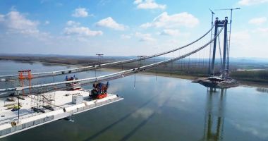 Podul suspendat Brăila - Tulcea, realizat în procent de 63,10%