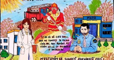Stire din Eveniment : Polițiștii, jandarmii, pompierii și cadrele medicale, eroi în ochii copiilor