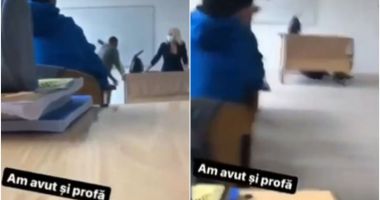 Stire din Actualitate : Profesoară prăbușită sub catedră din cauza unei farse a elevilor. Imaginile au făcut furori pe TikTok: ”Am avut și profă!”
