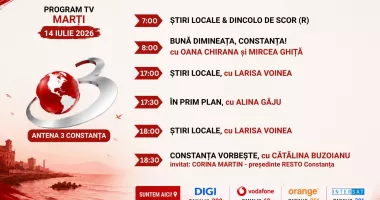 Programul zilei de marți, 14 iulie, de la Antena 3 Constanța