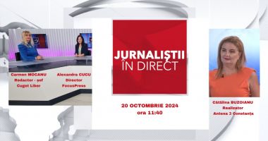 Stire din Politică-Administrație : Nu ratați emisiunea „Jurnaliștii în direct”, duminică, 20 octombrie, de la ora 11:40, pe Antena 3 Constanța!