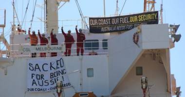 Protest al echipajului australian de pe nava "CSL Melbourne"