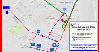 ATENȚIE CONSTĂNȚENI! Se modifică traseul autobuzelor 5 - 40, 101 C și 101 M - 2
