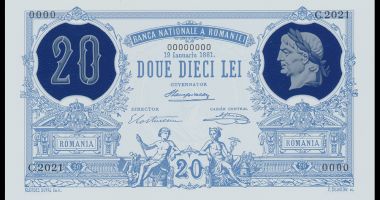 Stire din Economie : Replică după prima bancnotă de 20 lei, emisă de BNR în anul 1881