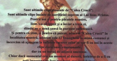 Stire din Politică-Administrație : Eveniment unic în comuna Saraiu. "Calea Crucii", refăcută în Joia Mare