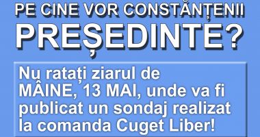 Stire din Politică-Administrație : Sondaj realizat la comanda CUGET LIBER! Nu ratați ziarul de mâine, 13 mai!