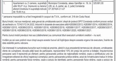 Stire din Anunțuri : Anunț privind vânzarea de bunuri imobile