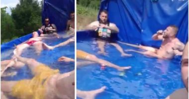 Stire din Eveniment : Imaginile zilei. 10 bărbați au transformat un TIR într-o piscină