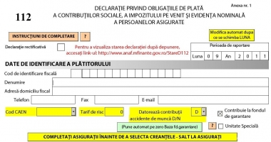 Ultima zi pentru depunerea declarației 112