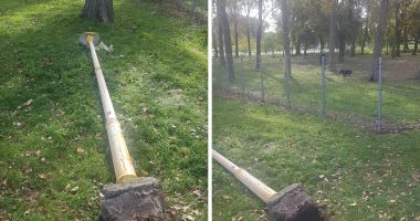 Stâlpi de iluminat distruși de constănțeni
