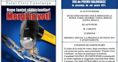Stire din Politică-Administrație : Constănțeni, ieșiți la vot! Puteți câștiga apartamente, mașini sau excursii