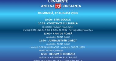 Stire din Actualitate : Programul ANTENA 3 Constanța de duminică, 17 august