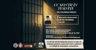 Stire din Cultură-Educație : ”Cu sfinții în temnițe”. Părintele Valerian Grecu conferențiază la Parohia Dobromir
