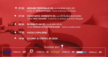 Stire din Actualitate : Programul zilei de joi, 1 IANUARIE 2026, de la Antena 3 Constanța