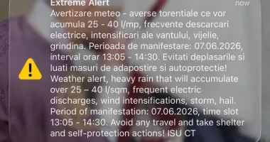 RO-Alert de vreme severă în Constanța. Sunt așteptate ploi torențiale, vijelii și grindină