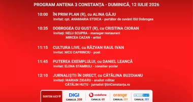 Programul zilei de duminică, 12 iulie, de la Antena 3 Constanța