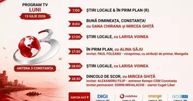Programul zilei de luni, 13 iulie, de la Antena 3 Constanța