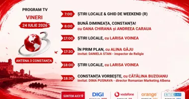 Programul zilei de vineri, 24 iulie, de la Antena 3 Constanța